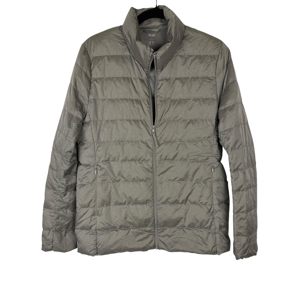 Uniqlo Ultra Light Down Jacket Women L Gray Puffer Quilted Water Repellent Coat